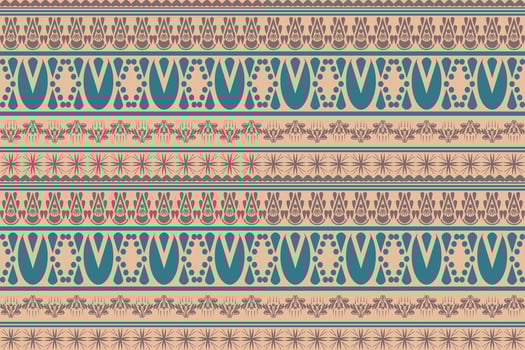 geometric shapes, such as triangles, circles, and star-like figures, interspersed with stylized floral motifs. The overall design for fabric background printed textiles vector