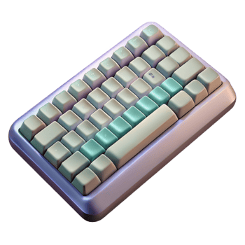 serene contemporary Wireless Keyboard Top View Transparent Background high resolution png