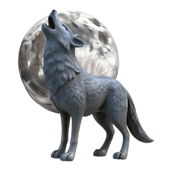 vibrant artistic Wolf Howling at Moon Transparent Element high resolution png