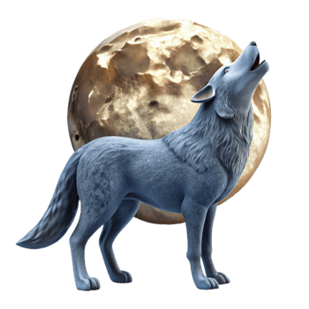 serene classic Wolf Howling at Moon Transparent Element exclusive png