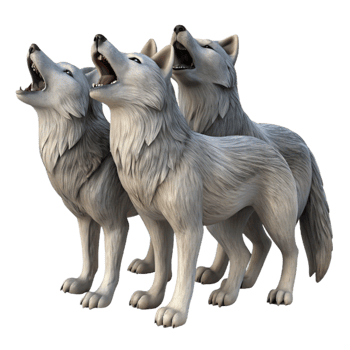 magnificent vintage Wolf Pack Howling Isolated on Transparent Background high resolution png
