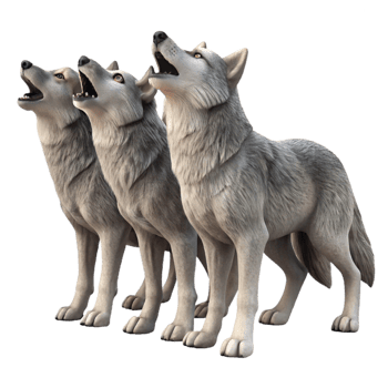 stunning minimalist Wolf Pack Howling Isolated on Transparent Background high quality png