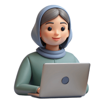 serene vintage Woman Attending Online Webinar Isolated high resolution png