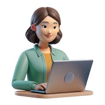 vibrant rustic Woman Attending Online Webinar Isolated png