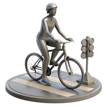 extraordinary artistic Woman Cyclist at Intersection Silhouette Cutout detailed png