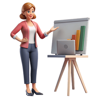wonderful abstract Woman Giving Presentation During Online Conference Cutout premium png