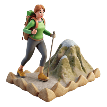 vibrant creative Woman Hiking on Mountain Ridge Cutout original png