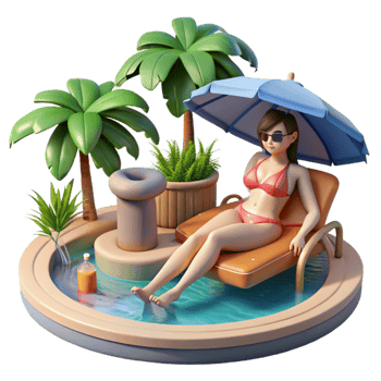impressive rustic Woman in Bikini Lounging by Pool Cutout png