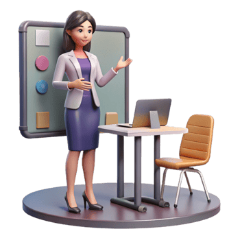 serene traditional Woman Presenting in Virtual Conference Room Isolated png