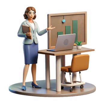 stunning minimalist Woman Presenting in Virtual Conference Room Isolated original png