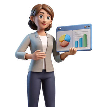 vibrant rustic Woman Presenting Online with Charts Cutout premium png