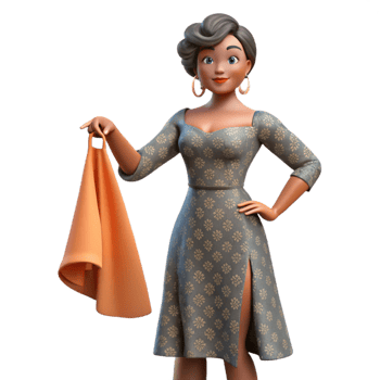 dramatic minimalist Woman Trying on Designer Dress Cutout original png
