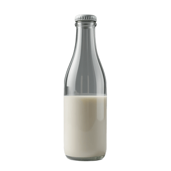 Glass bottle of milk on black background png