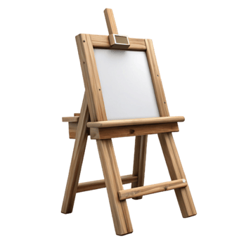 impressive minimalist Wooden Artist Easel with Blank Canvas Isolated high resolution png