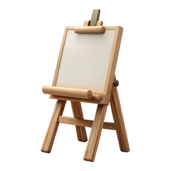 serene contemporary Wooden Artist Easel with Blank Canvas Isolated premium png