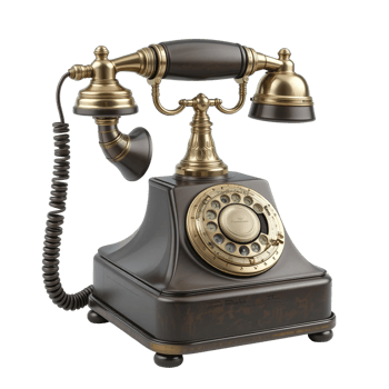 Antique Rotary Dial Telephone With Brass Accents png