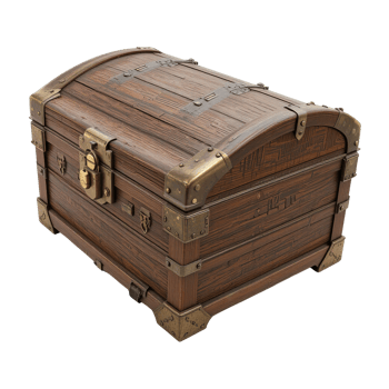 Antique Wooden Chest With Metal Clasps And Lock png