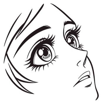 Anime girl face coloring pages vector