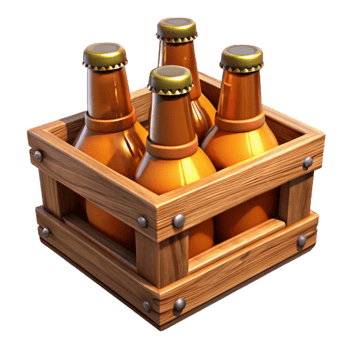 wonderful artistic Wooden Beer Crate with Bottles Cutout authentic png