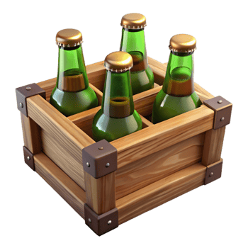 vibrant rustic Wooden Beer Crate with Bottles Cutout high resolution png