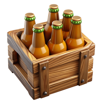 elegant artistic Wooden Beer Crate with Bottles Cutout exclusive png
