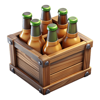 impressive creative Wooden Beer Crate with Bottles Cutout detailed png
