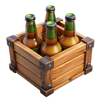 elegant minimalist Wooden Beer Crate with Bottles Cutout authentic png