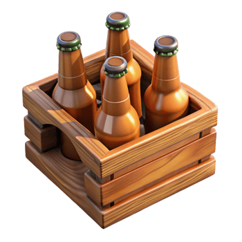 beautiful artistic Wooden Beer Crate with Bottles Cutout professional png