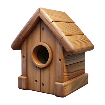 serene modern Wooden Birdhouse Entrance Hole Isolated on Transparent Background high quality png