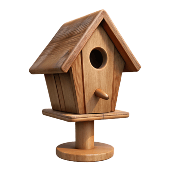 elegant modern Wooden Birdhouse on a Pole Transparent Background detailed png
