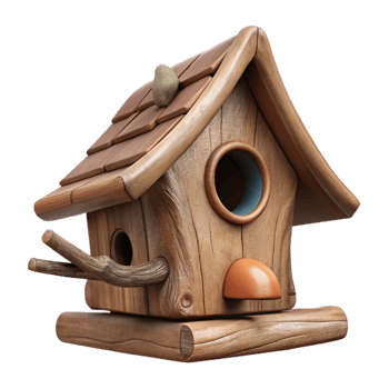magnificent rustic Wooden Birdhouse on Branch Cutout high resolution png
