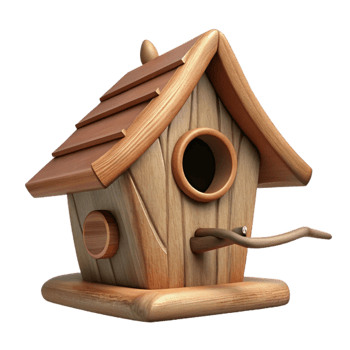 impressive artistic Wooden Birdhouse on Branch Cutout png