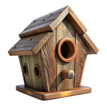 elegant rustic Wooden Birdhouse Rustic Design Cutout Element original png