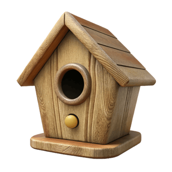 magnificent modern Wooden Birdhouse with Round Entrance Isolated png