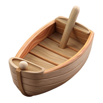 impressive traditional Wooden Boat Miniature Replica Cutout Element premium png