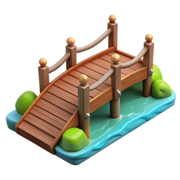 vibrant vintage Wooden Bridge Over River Transparent Background png