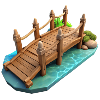 beautiful creative Wooden Bridge Over River Transparent Background png