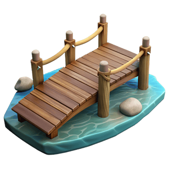 stunning classic Wooden Bridge Over River Transparent Background png