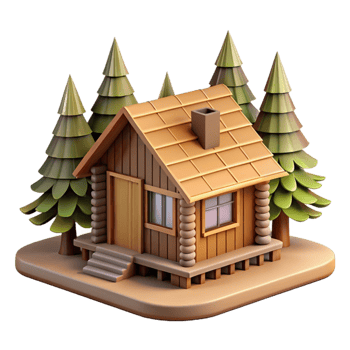 extraordinary rustic Wooden Cabin in Forest Isolated with Shadow authentic png