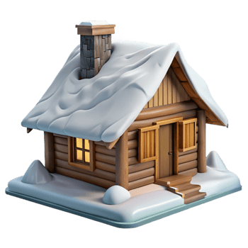impressive creative Wooden Cabin in Snowy Mountains Transparent exclusive png