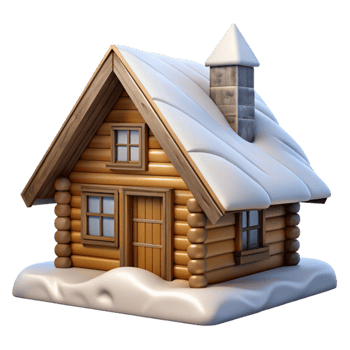 wonderful abstract Wooden Cabin in Snowy Mountains Transparent authentic png