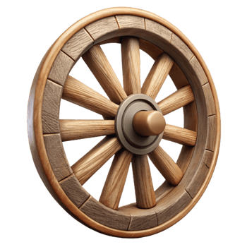 extraordinary minimalist Wooden Cart Wheel Isolated with Metal Rim professional png