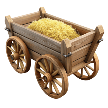 stunning contemporary Wooden Cart with Hay Element high resolution png