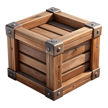 dramatic rustic Wooden Crate Isolated on Transparent Background high quality png