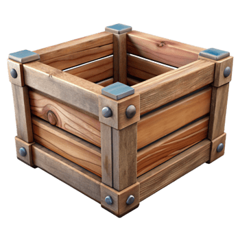 dramatic traditional Wooden Crate Rustic Style Isolated Transparent Background png