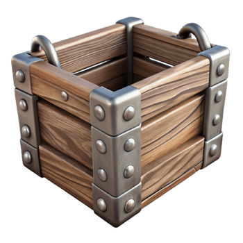 extraordinary minimalist Wooden Crate with Metal Handles Transparent Background high resolution png