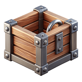 elegant artistic Wooden Crate with Metal Handles Transparent Background premium png