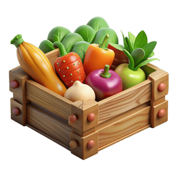 serene contemporary Wooden Crate with Vegetables Cutout Fresh Produce original png
