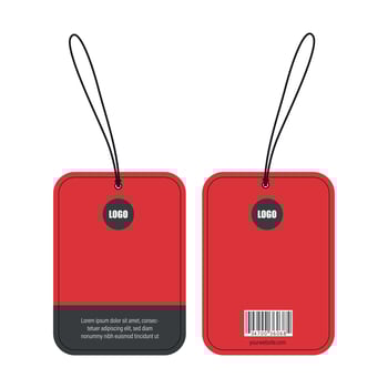 Red luggage tag with barcode and label on white background vector