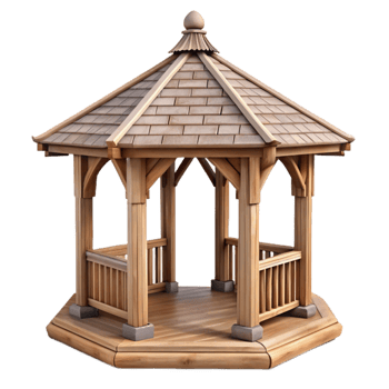 dramatic rustic Wooden Gazebo in Garden Transparent original png